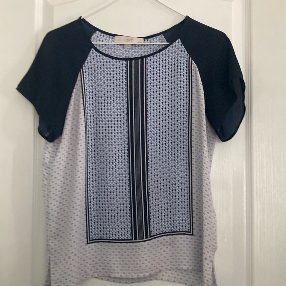 Loft Navy blue patterned shirt